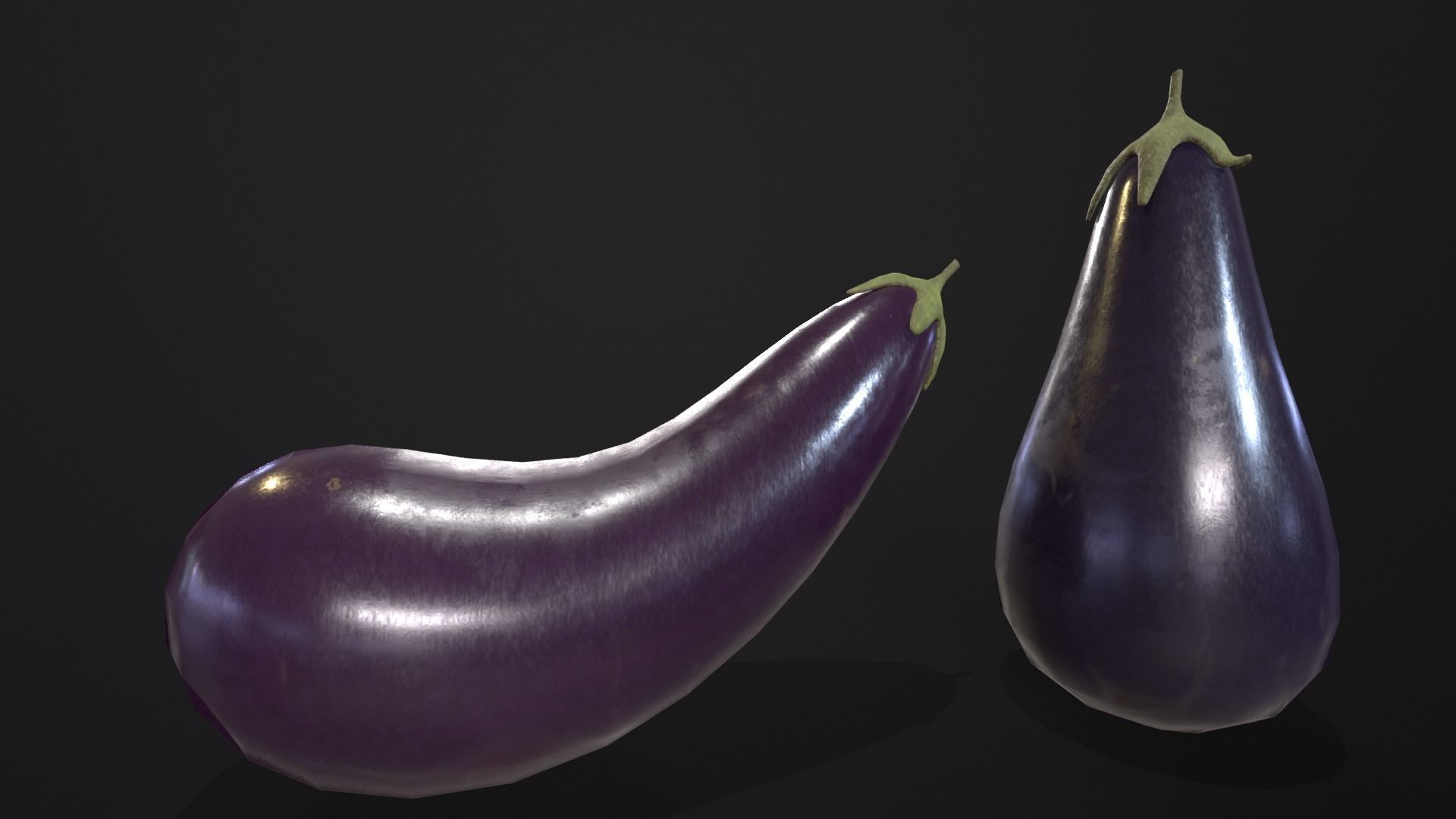 Eggplants Low-poly 3D model_12