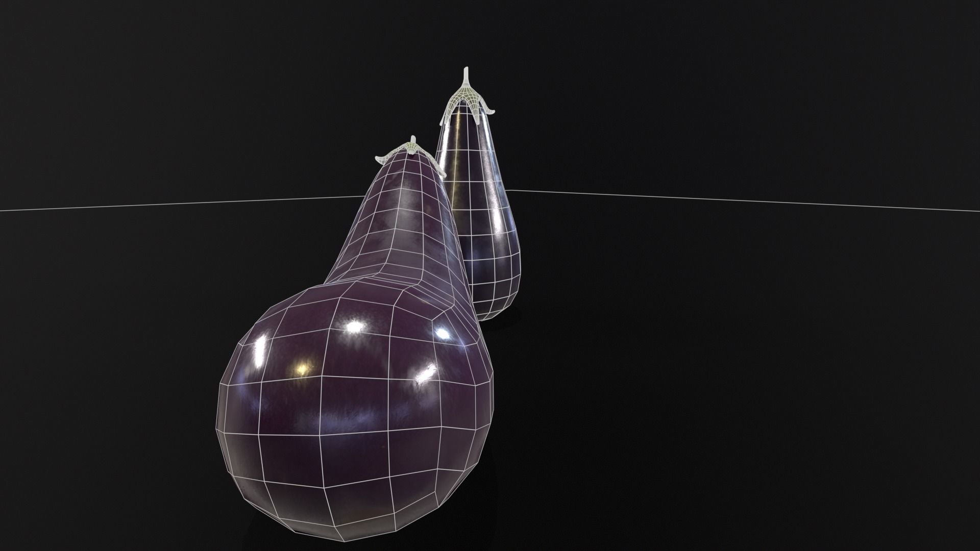 Eggplants Low-poly 3D model_9