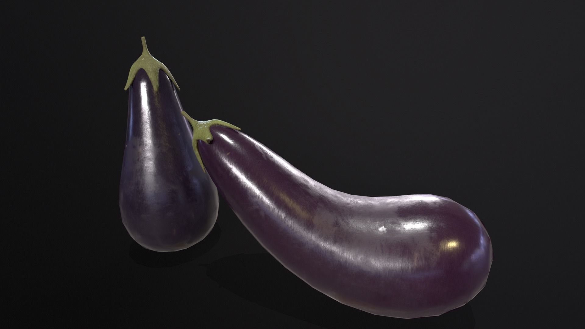 Eggplants Low-poly 3D model_4