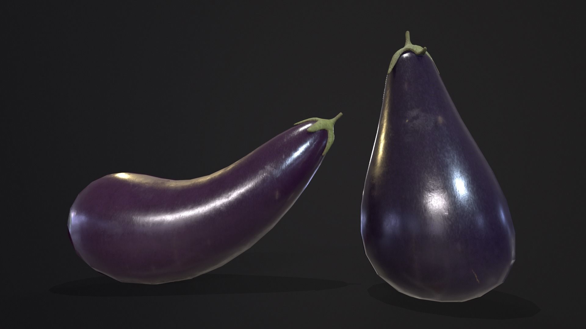 Eggplants Low-poly 3D model_14