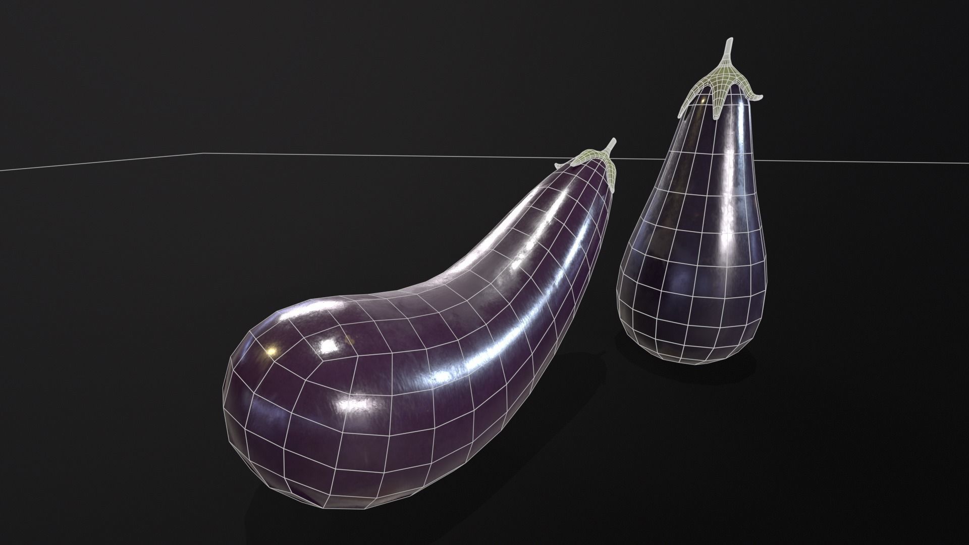 Eggplants Low-poly 3D model_11