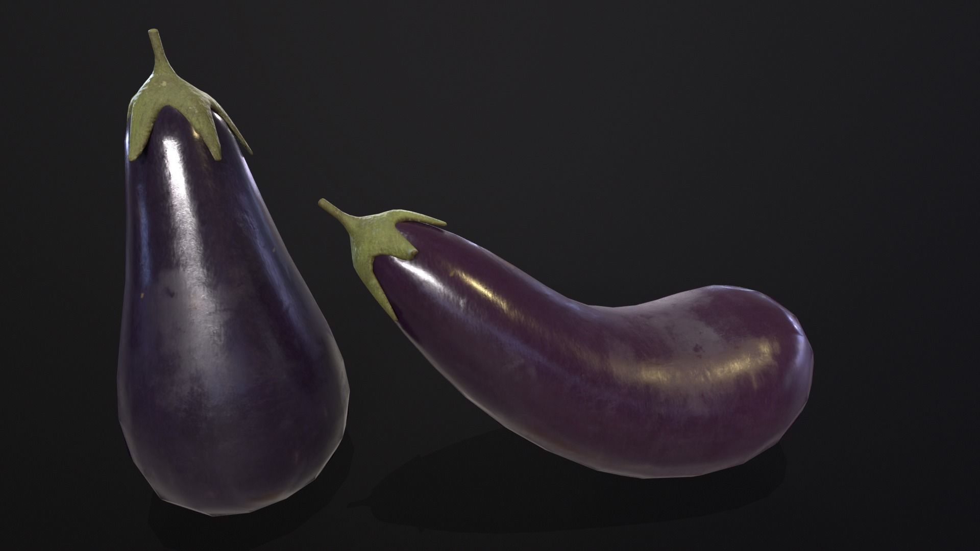 Eggplants Low-poly 3D model_2