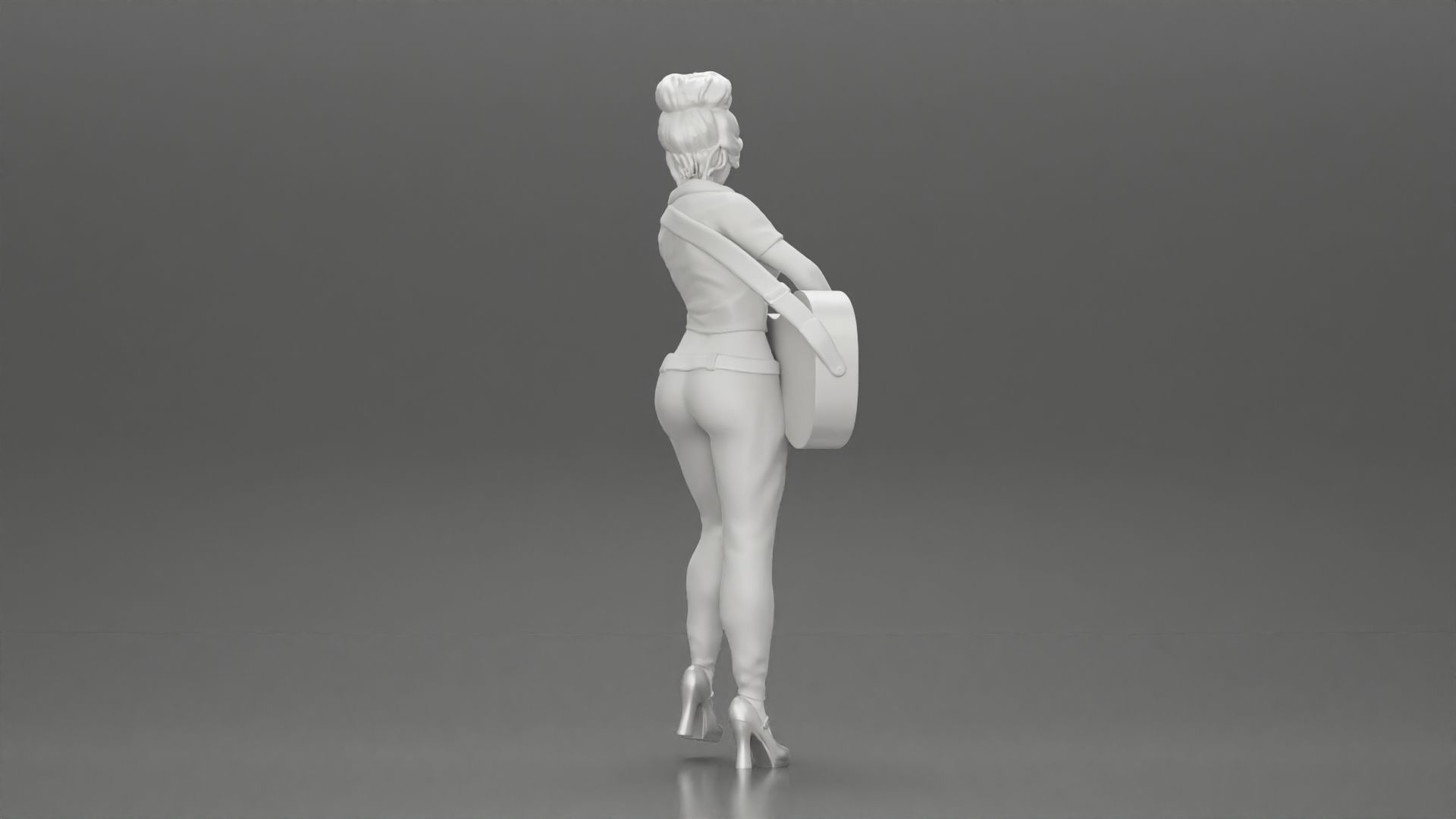 woman with short hair standing playing acoustic guitar on stage 3D print model_14