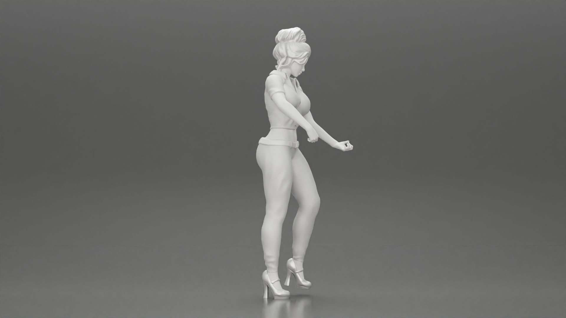 woman with short hair standing playing acoustic guitar on stage 3D print model_19