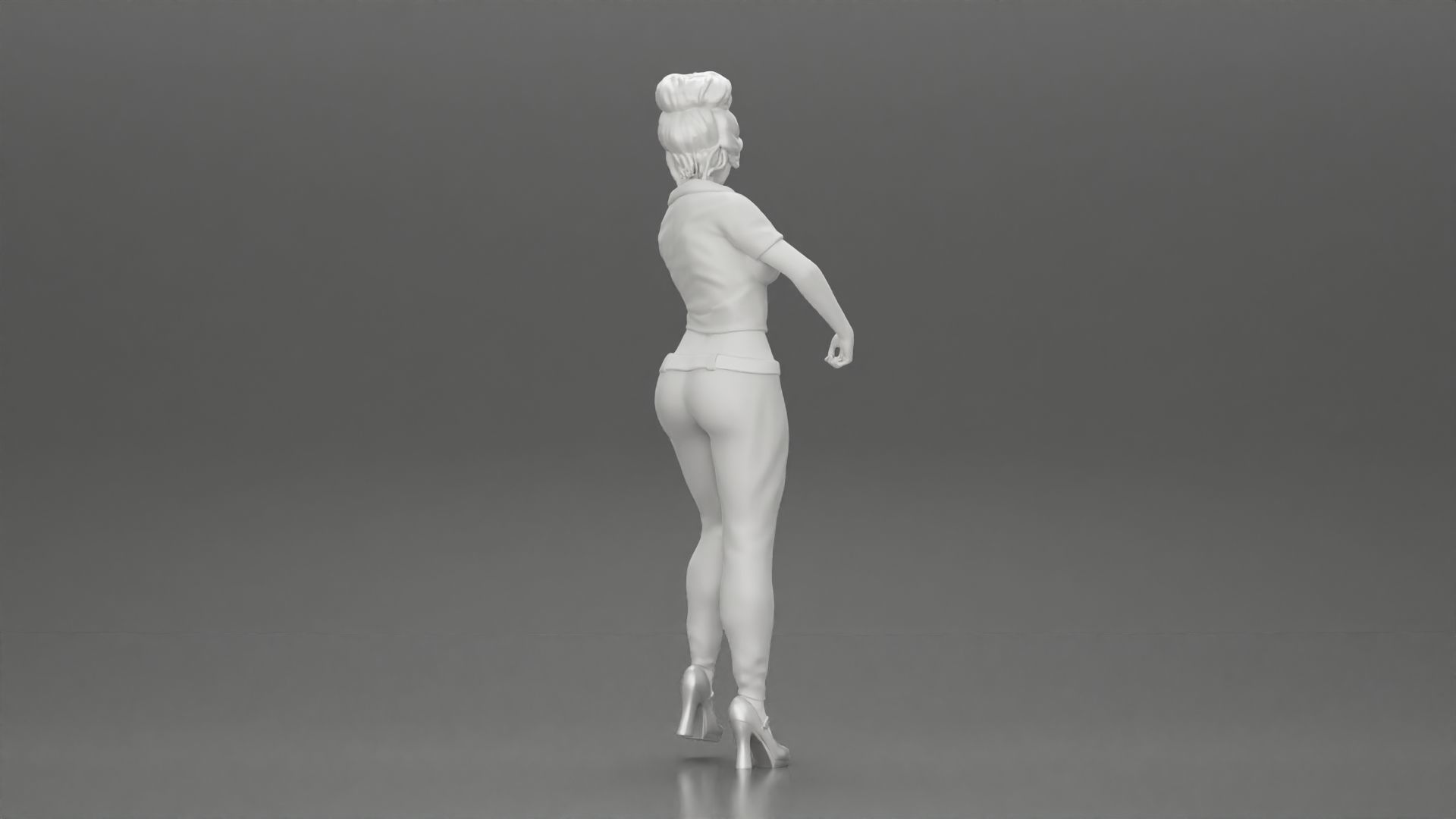 woman with short hair standing playing acoustic guitar on stage 3D print model_20