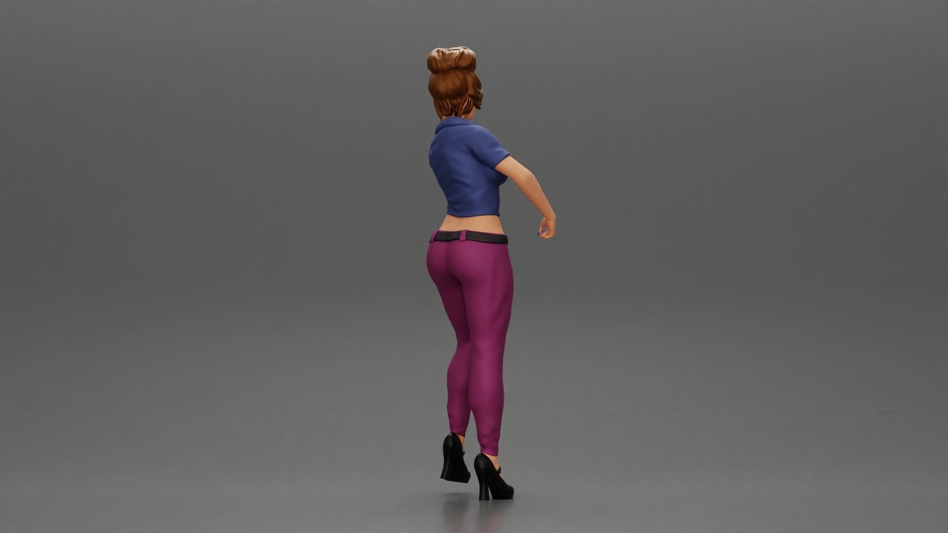 woman with short hair standing playing acoustic guitar on stage 3D print model_8