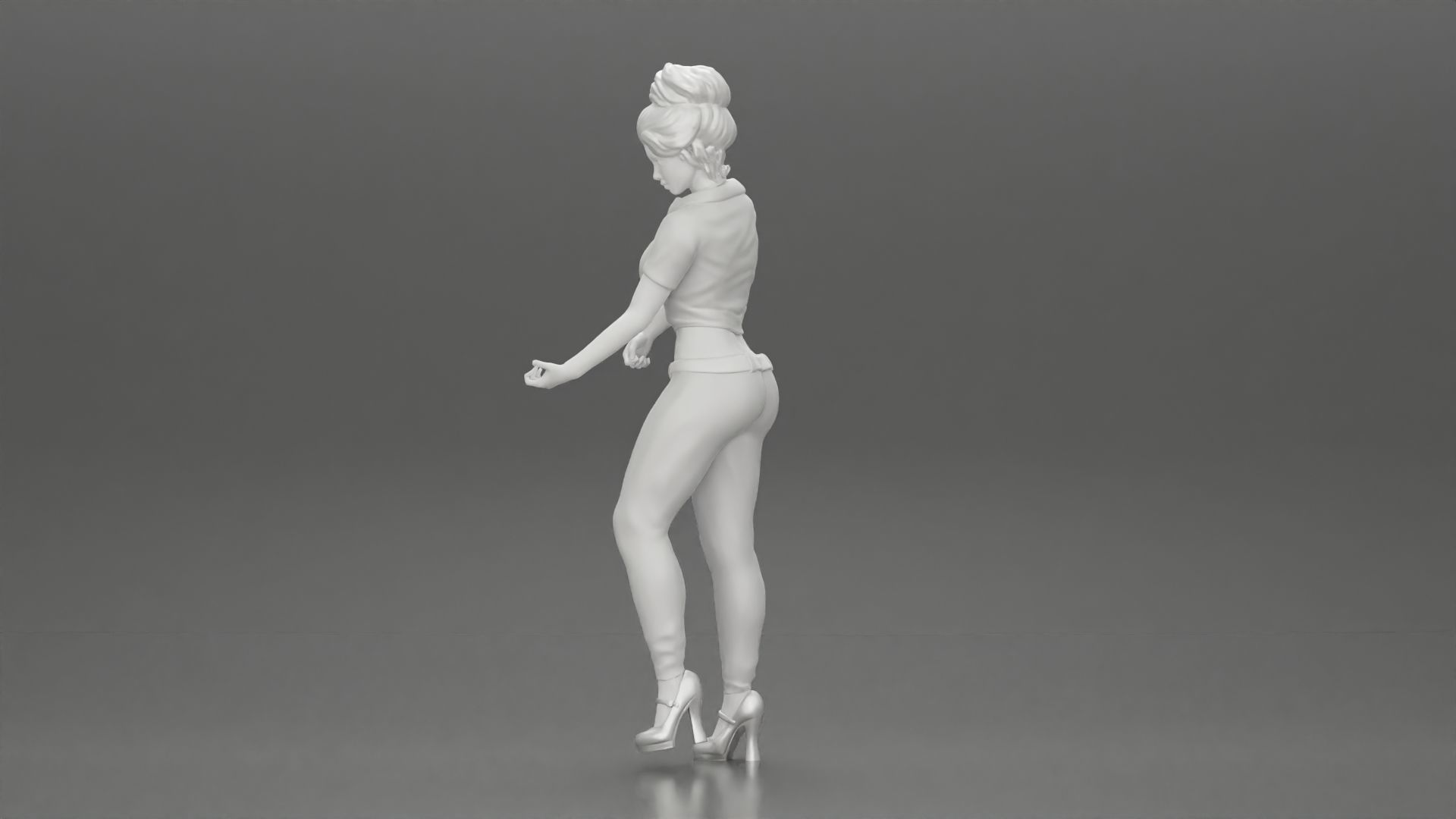 woman with short hair standing playing acoustic guitar on stage 3D print model_22