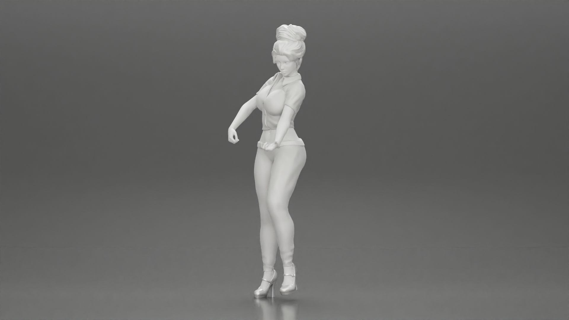 woman with short hair standing playing acoustic guitar on stage 3D print model_23