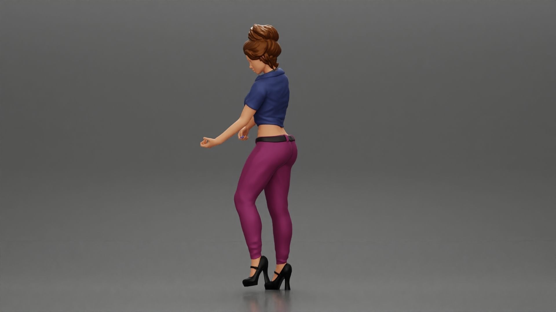 woman with short hair standing playing acoustic guitar on stage 3D print model_10