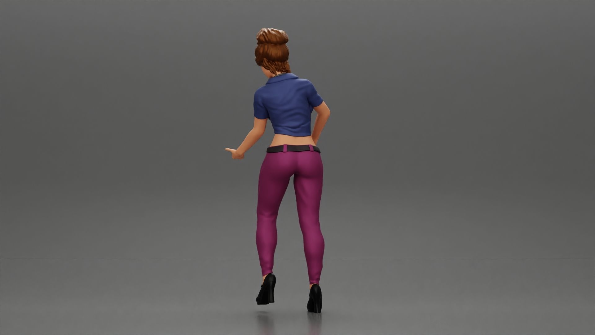 woman with short hair standing playing acoustic guitar on stage 3D print model_9