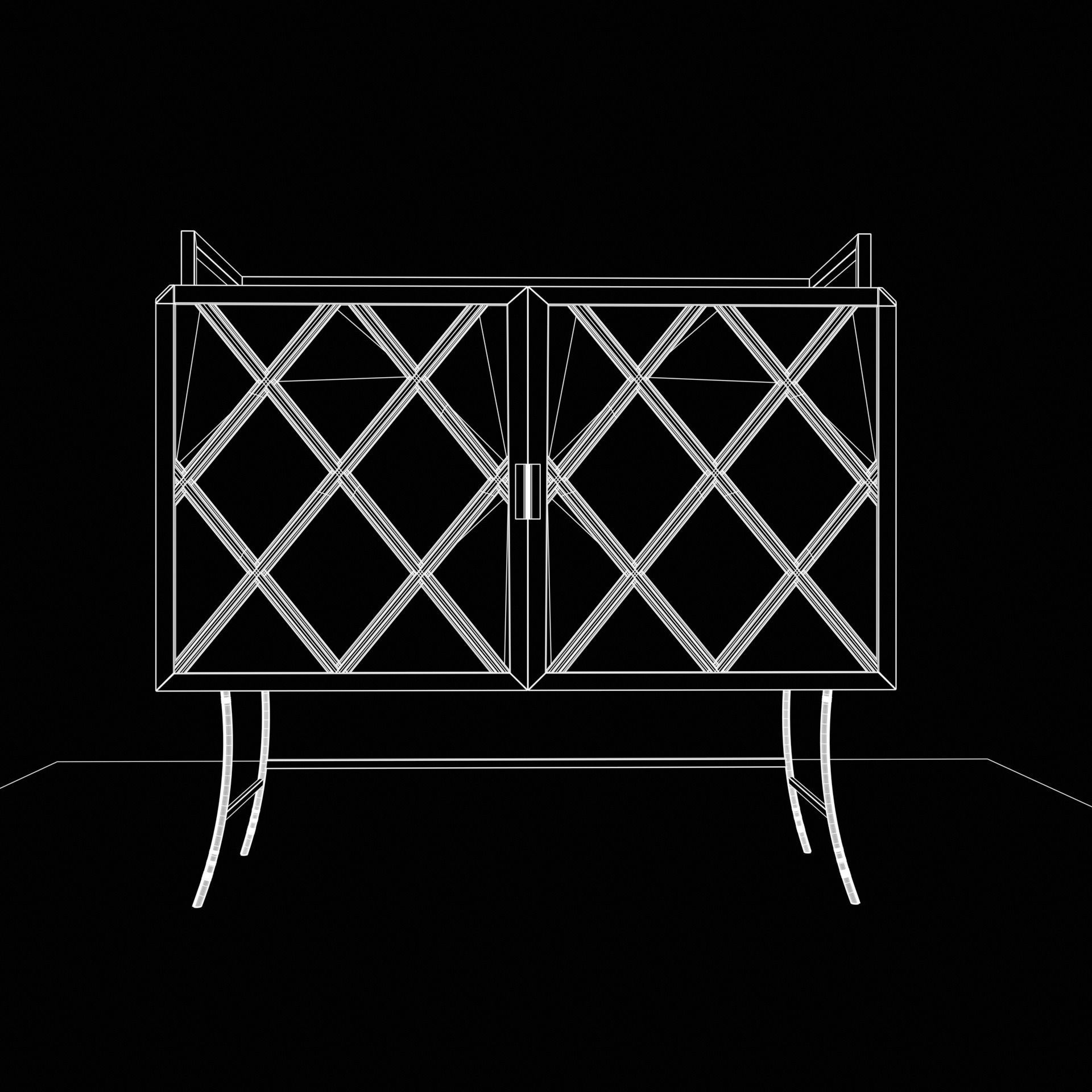 bar cabinet Low-poly 3D model_9