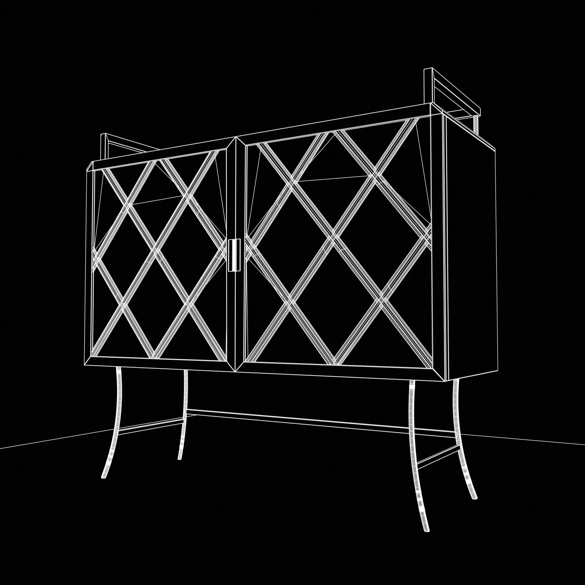 bar cabinet Low-poly 3D model_17