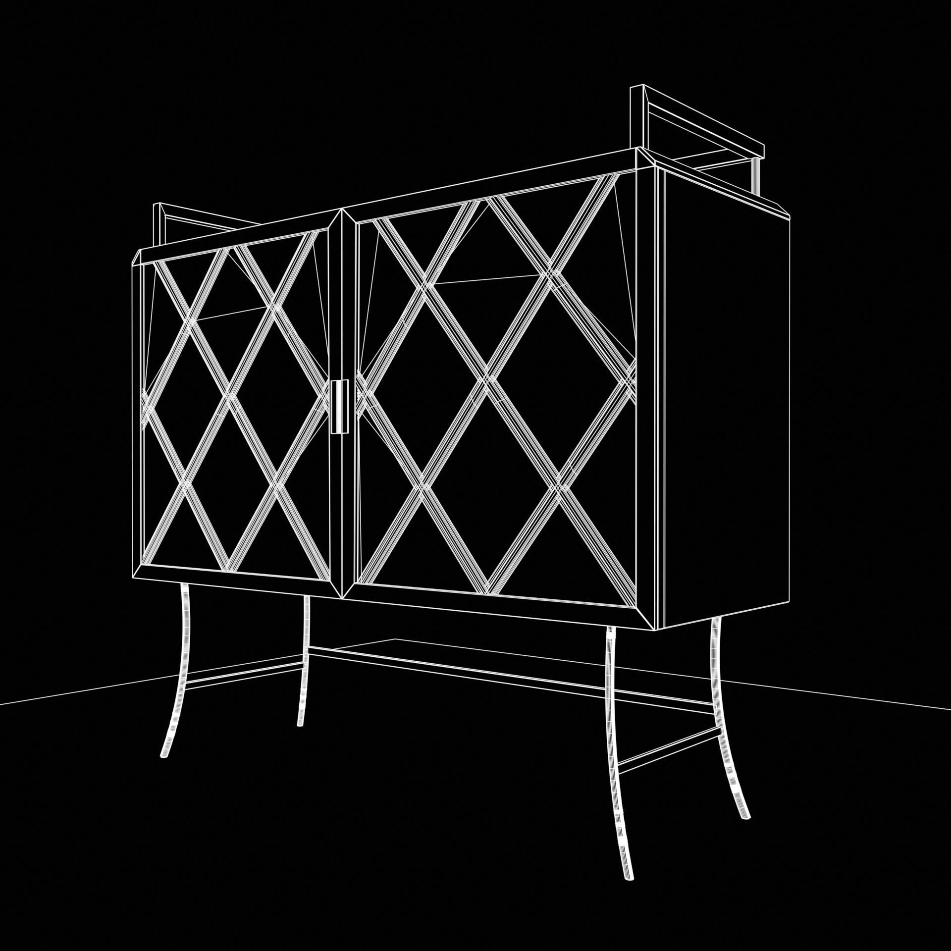 bar cabinet Low-poly 3D model_13