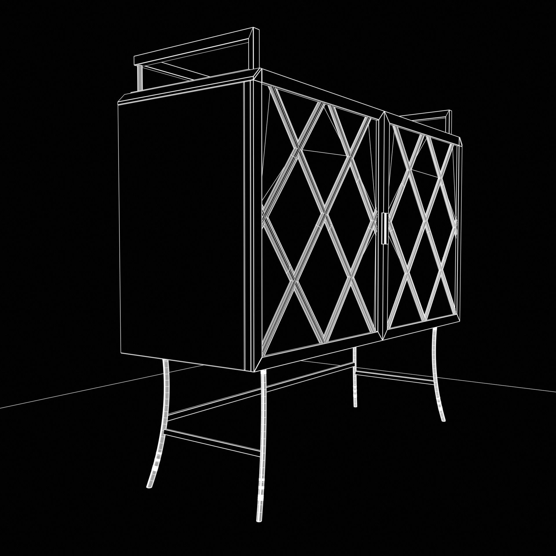 bar cabinet Low-poly 3D model_12