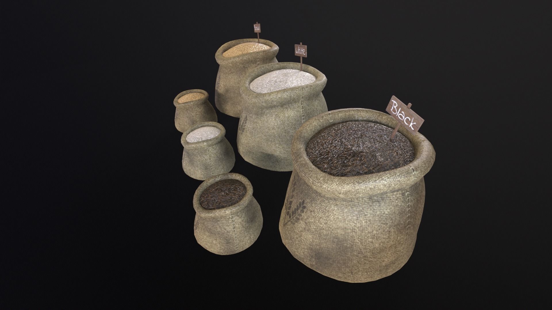 Rice Sacks Low-poly 3D model_16