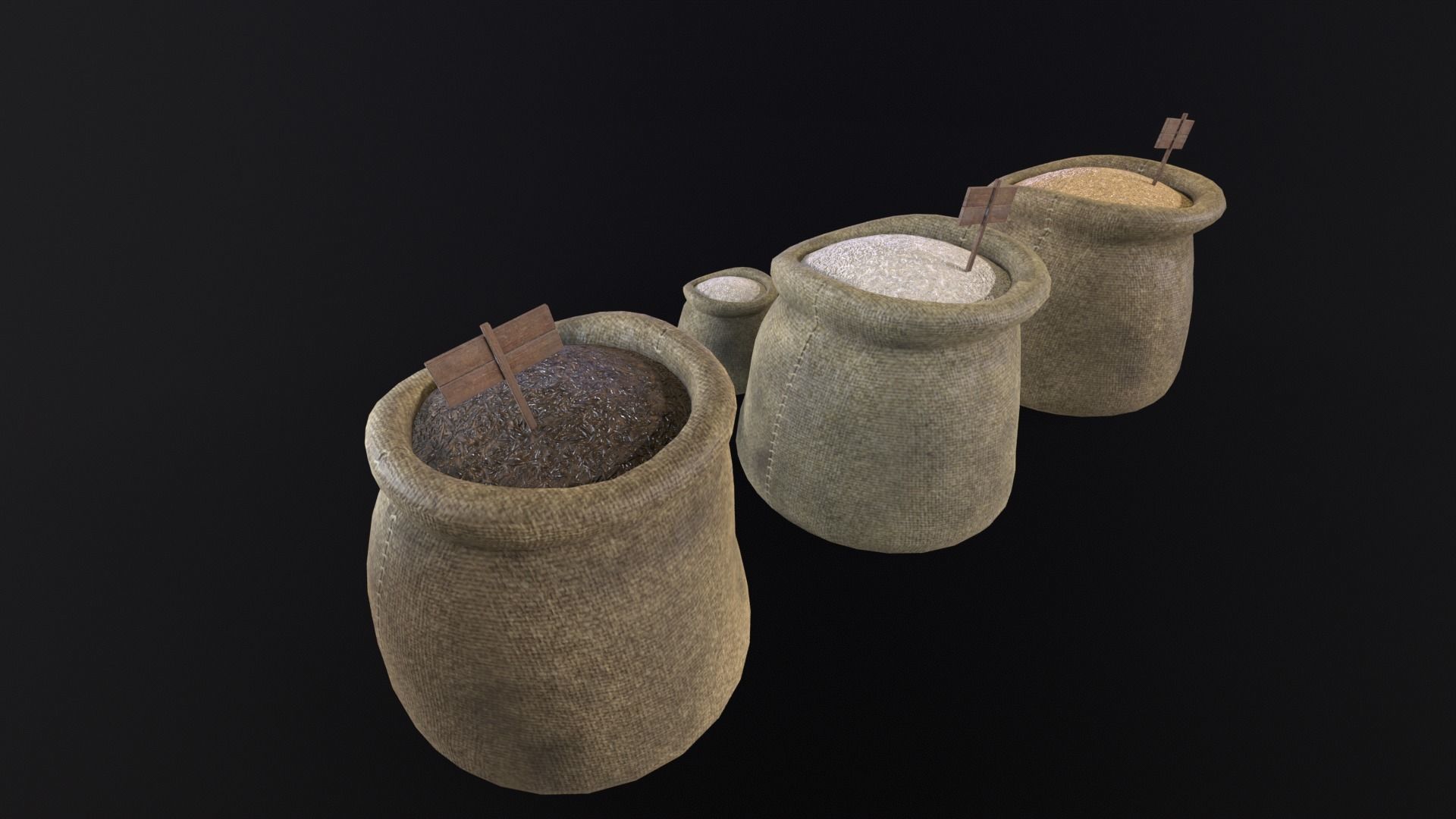 Rice Sacks Low-poly 3D model_14