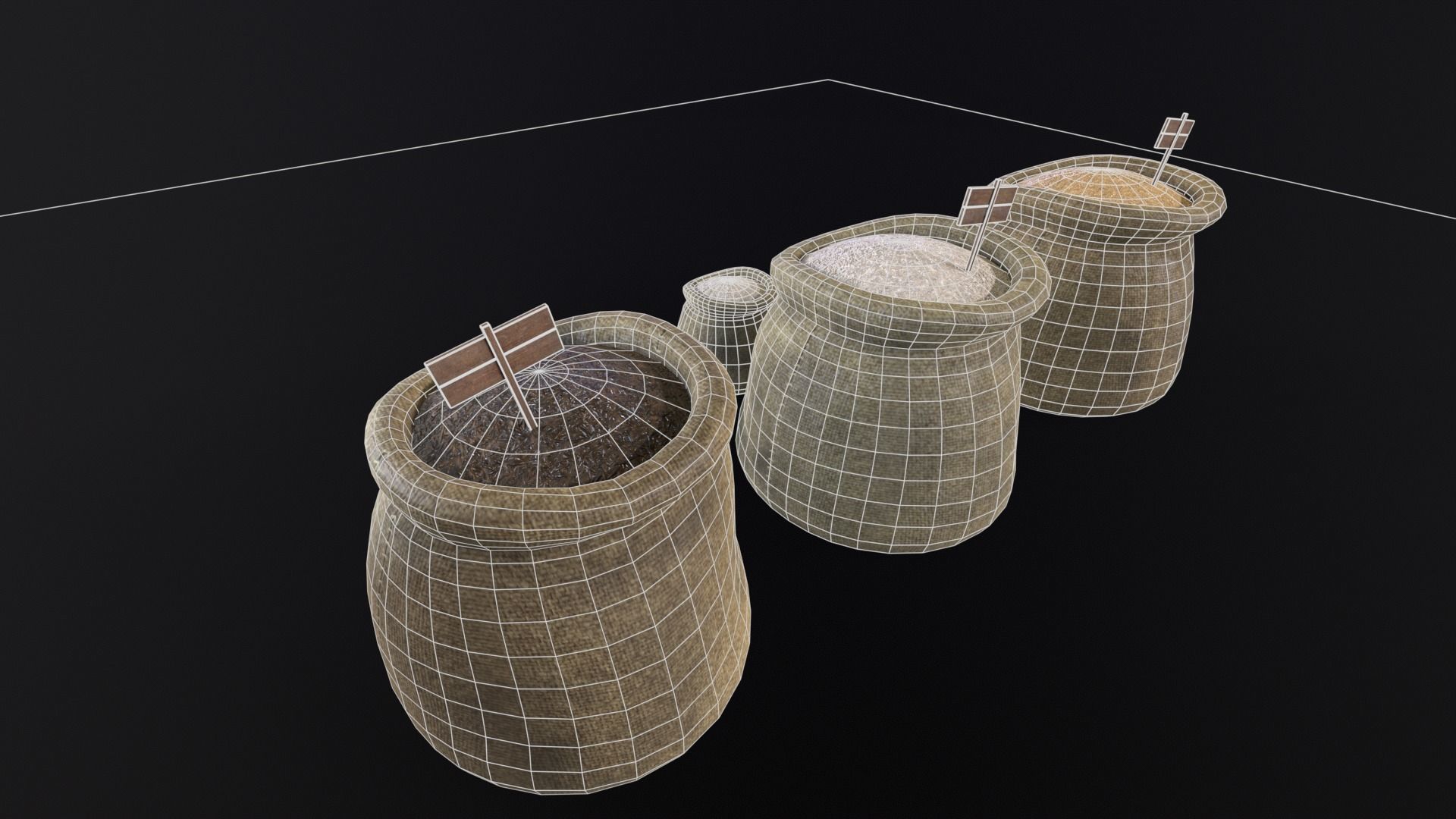 Rice Sacks Low-poly 3D model_15
