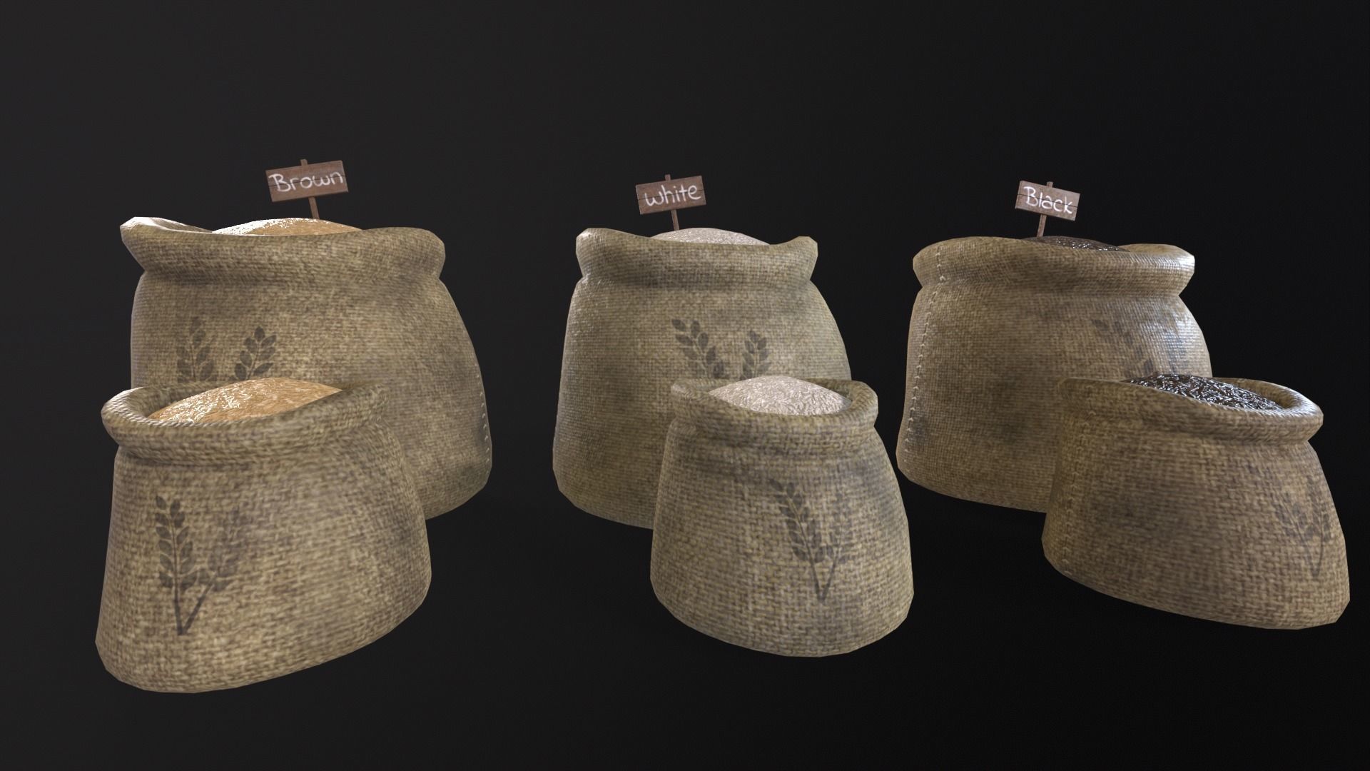 Rice Sacks Low-poly 3D model_4