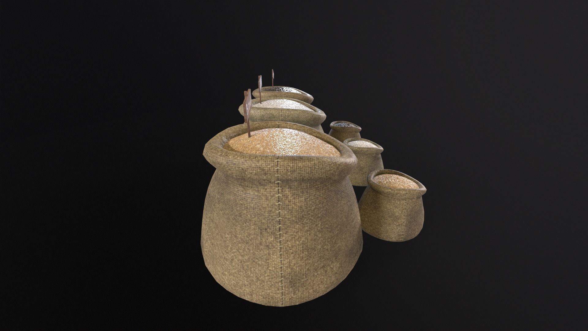 Rice Sacks Low-poly 3D model_10