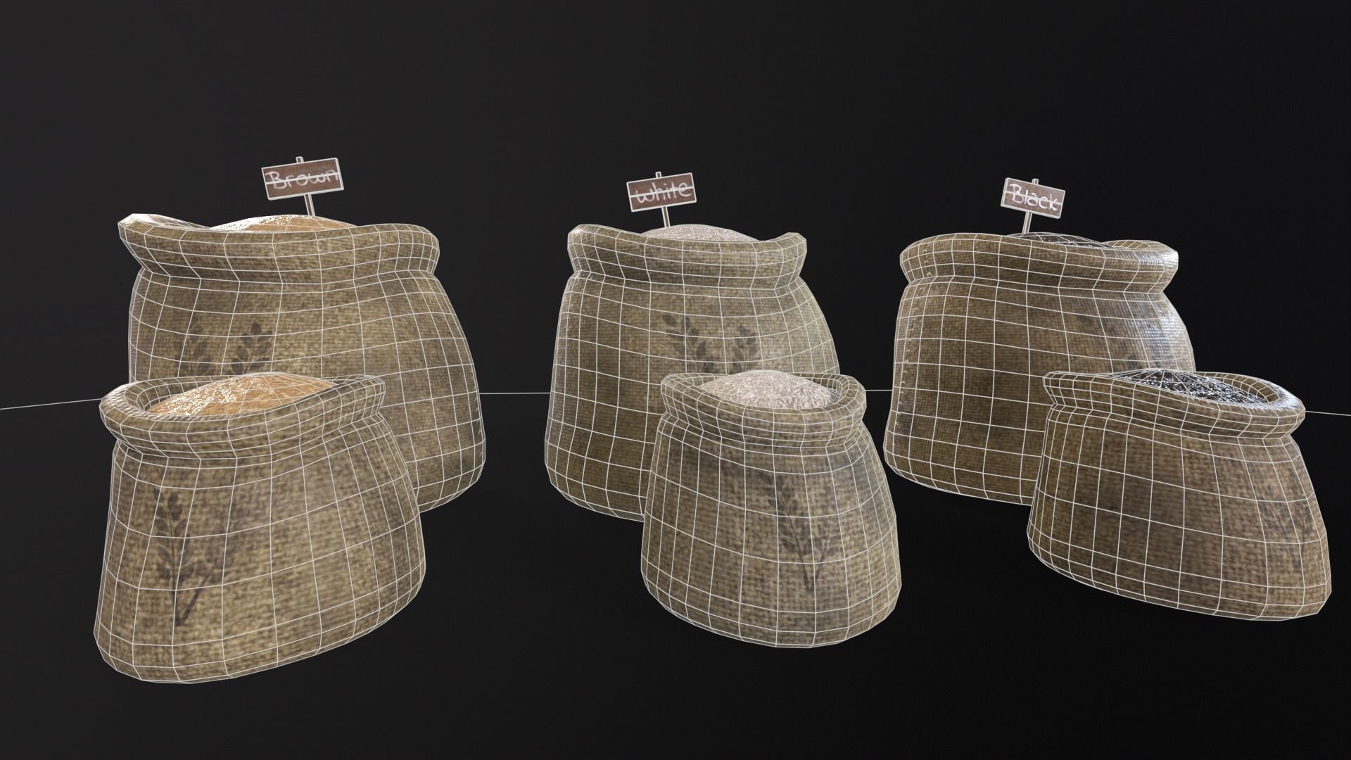 Rice Sacks Low-poly 3D model_5