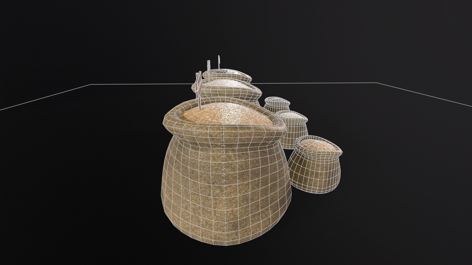 Rice Sacks Low-poly 3D model_11