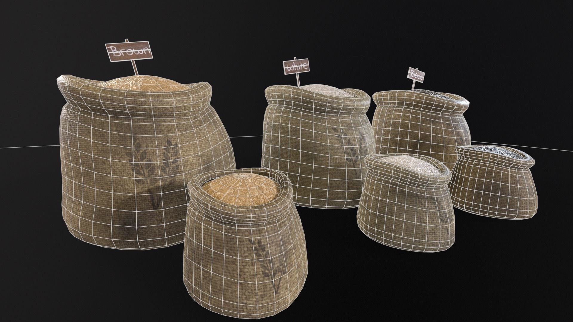 Rice Sacks Low-poly 3D model_7