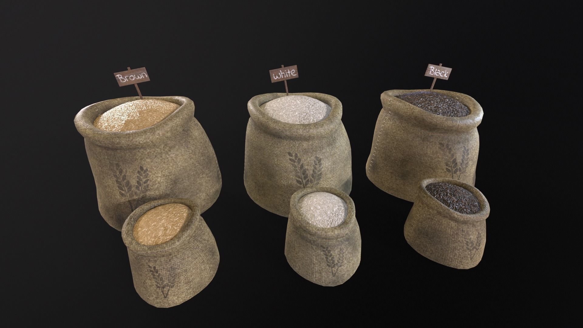 Rice Sacks Low-poly 3D model_2