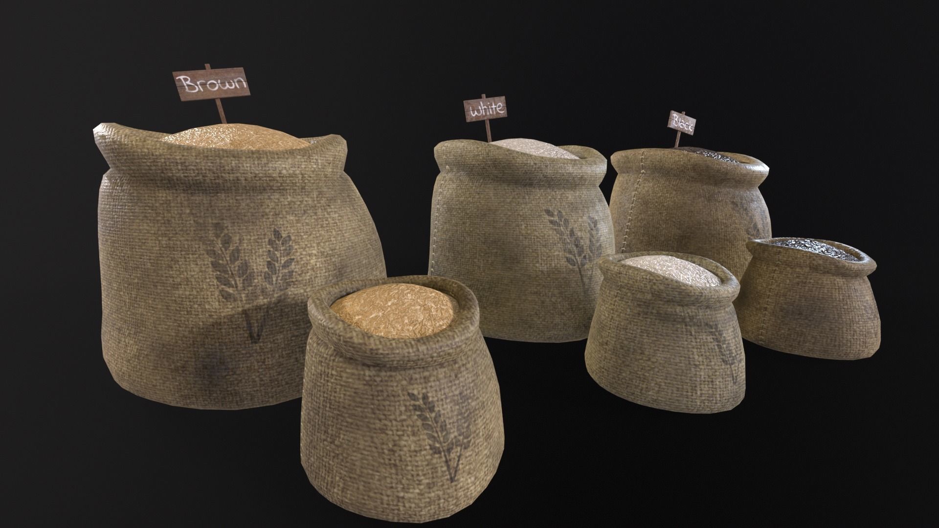 Rice Sacks Low-poly 3D model_6