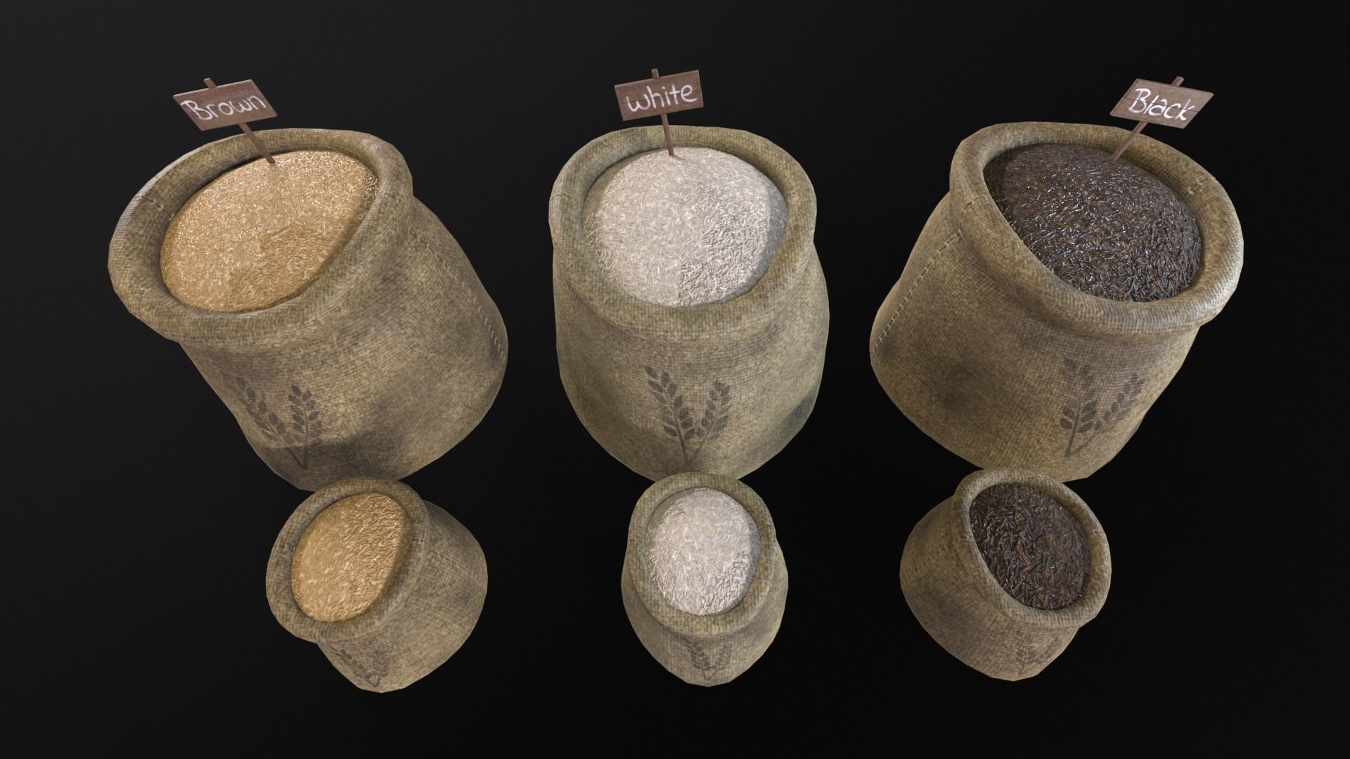 Rice Sacks Low-poly 3D model_18