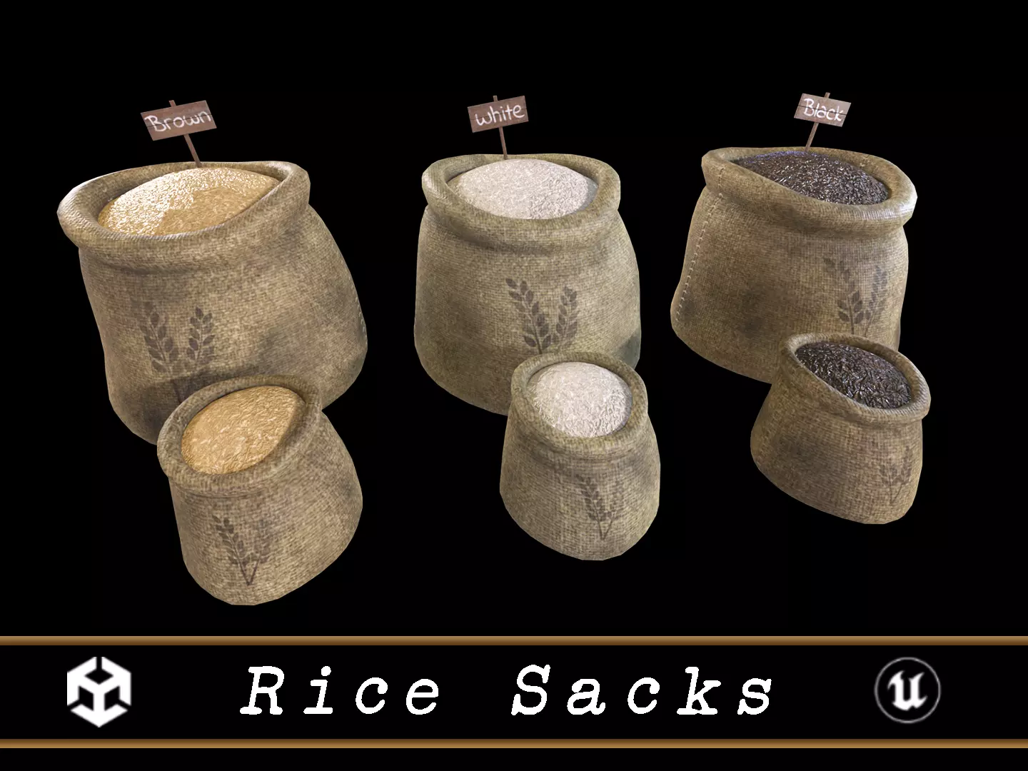 Rice Sacks Low-poly 3D model_0