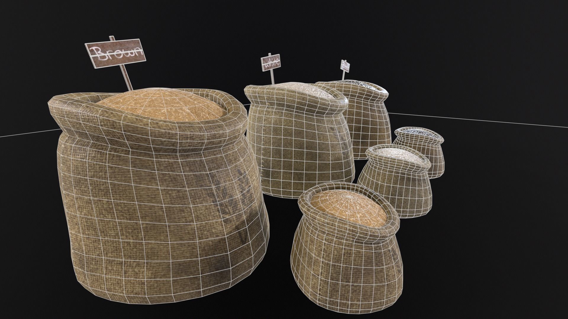 Rice Sacks Low-poly 3D model_9
