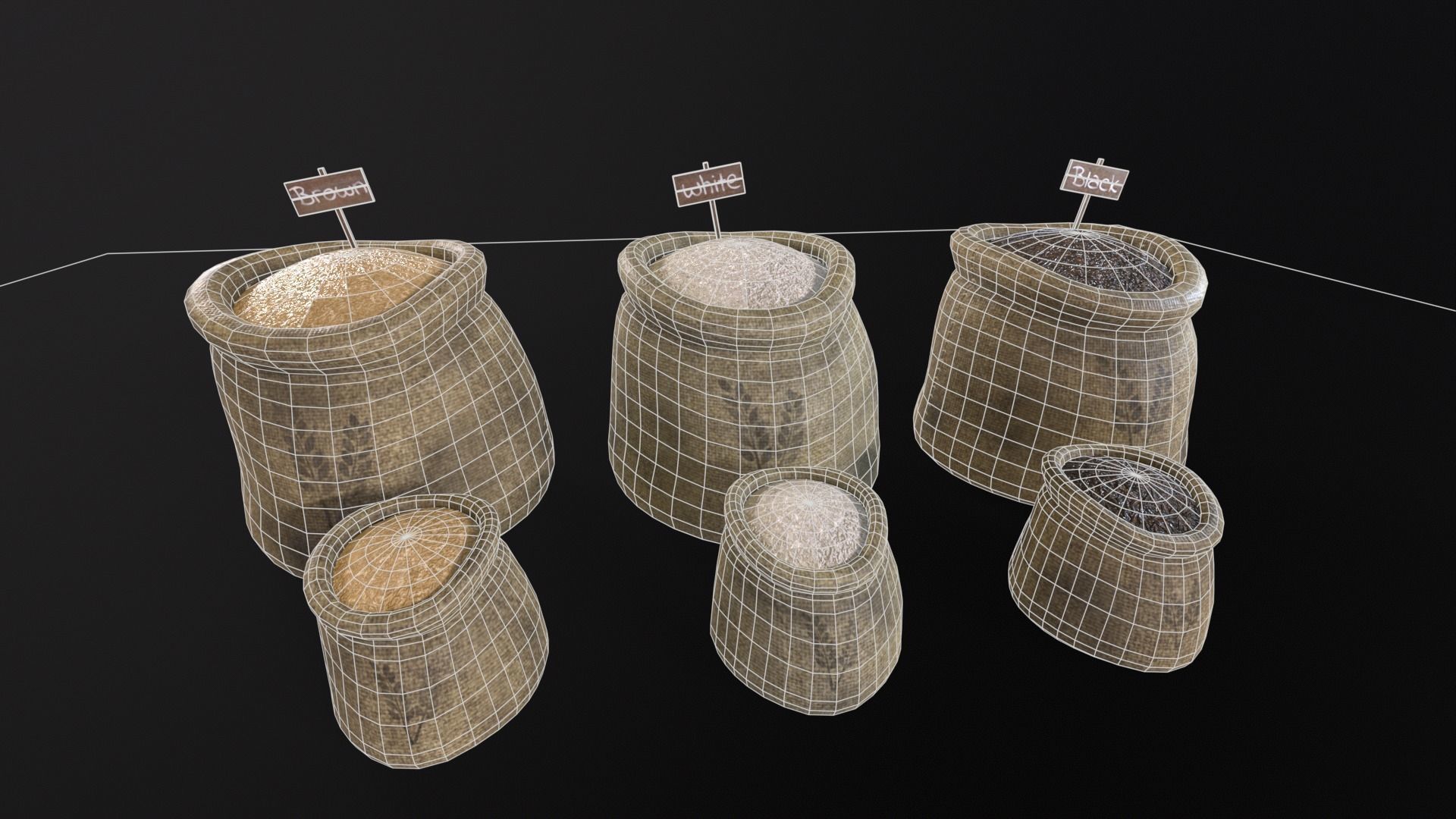 Rice Sacks Low-poly 3D model_3
