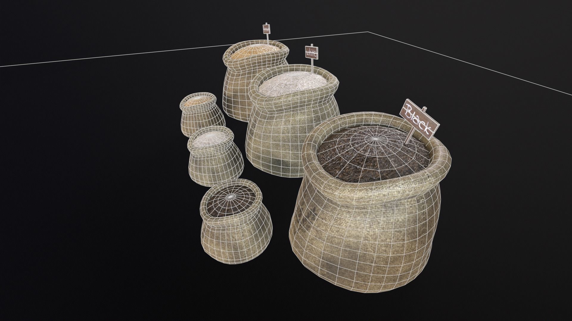 Rice Sacks Low-poly 3D model_17