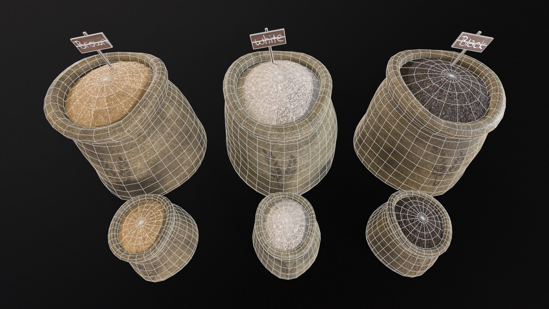 Rice Sacks Low-poly 3D model_19