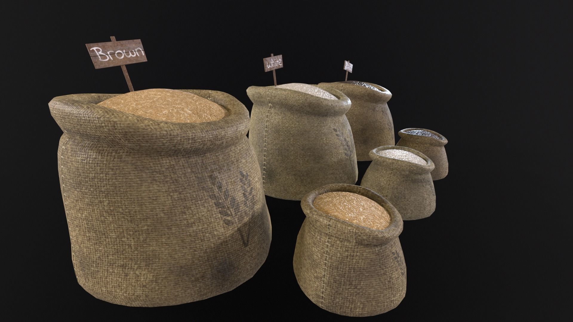Rice Sacks Low-poly 3D model_8