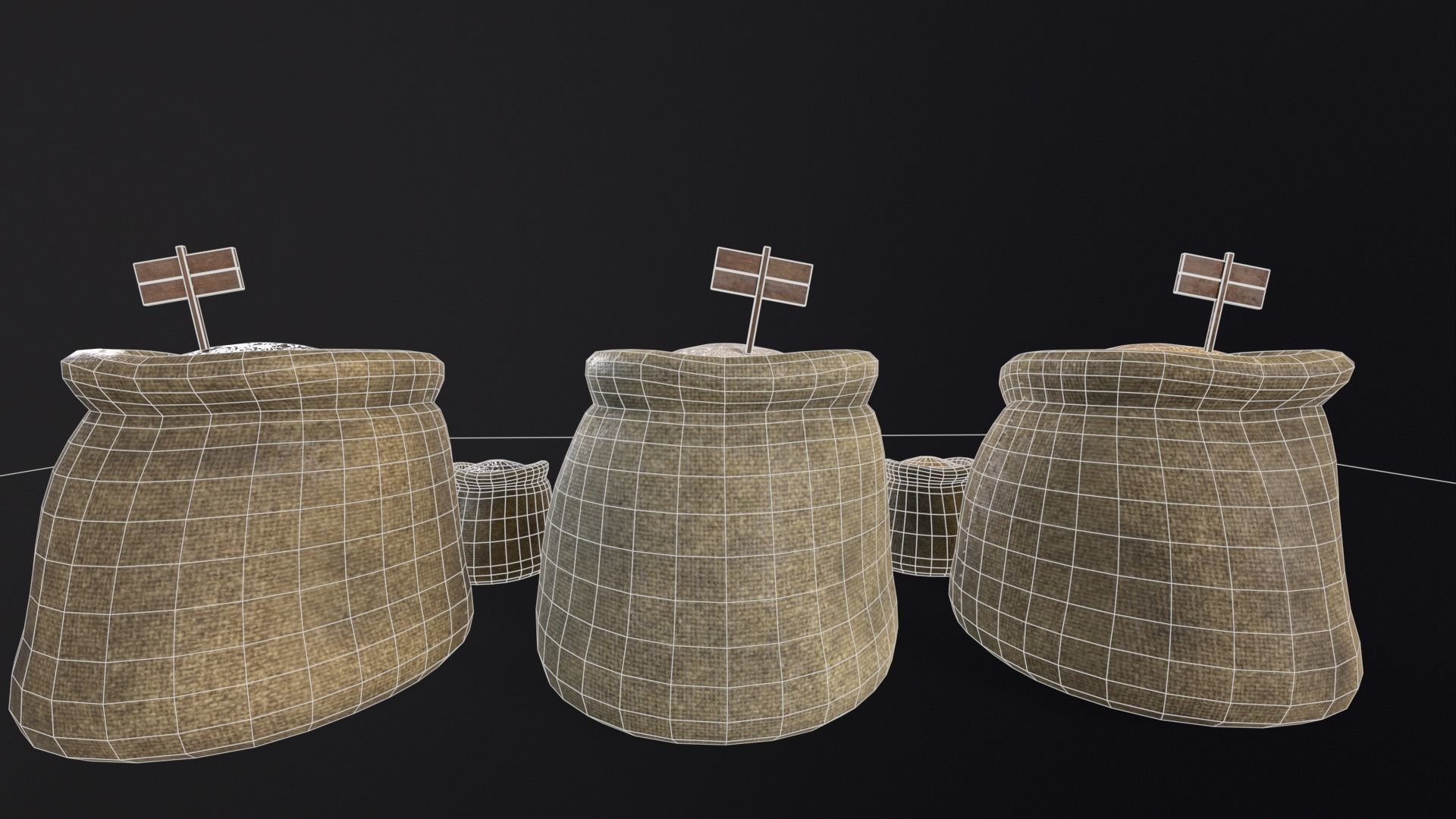 Rice Sacks Low-poly 3D model_13
