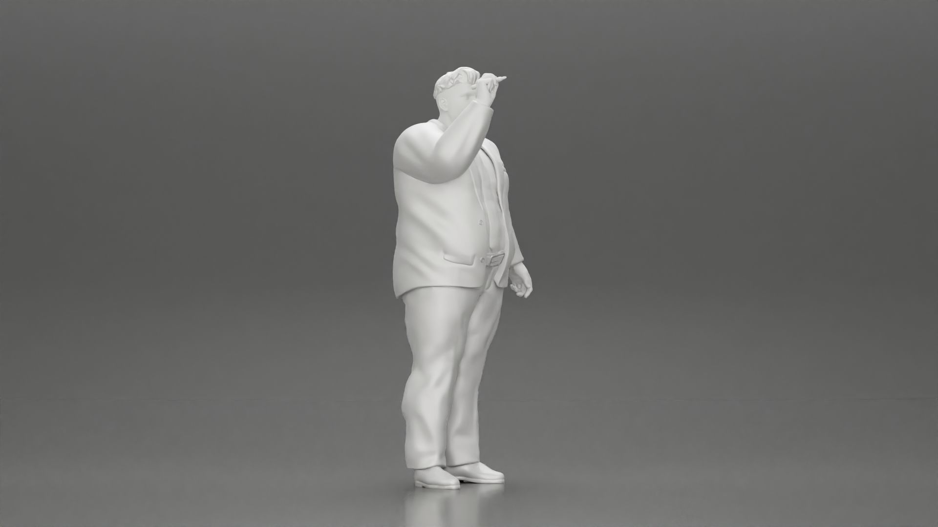 Fat Business Man Writing on White Board 3D print model_7