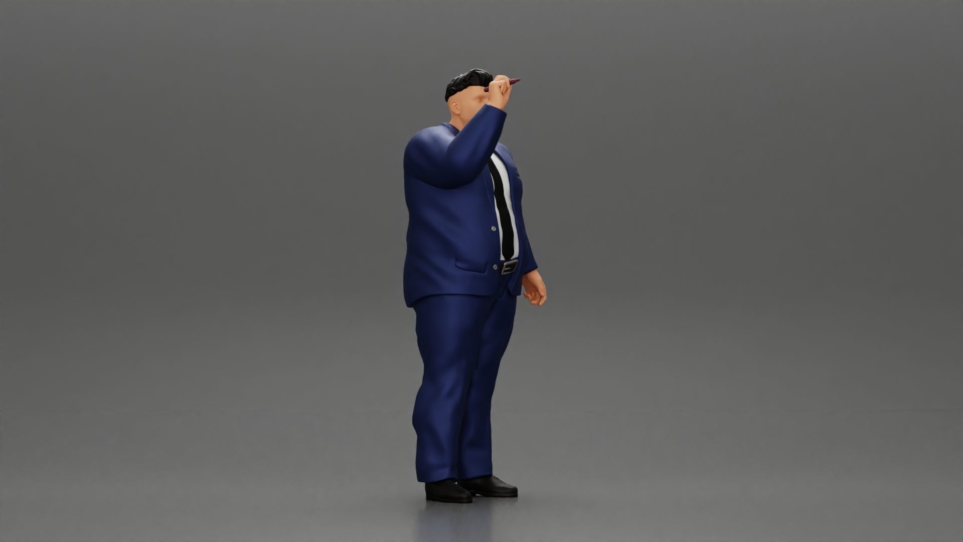 Fat Business Man Writing on White Board 3D print model_1