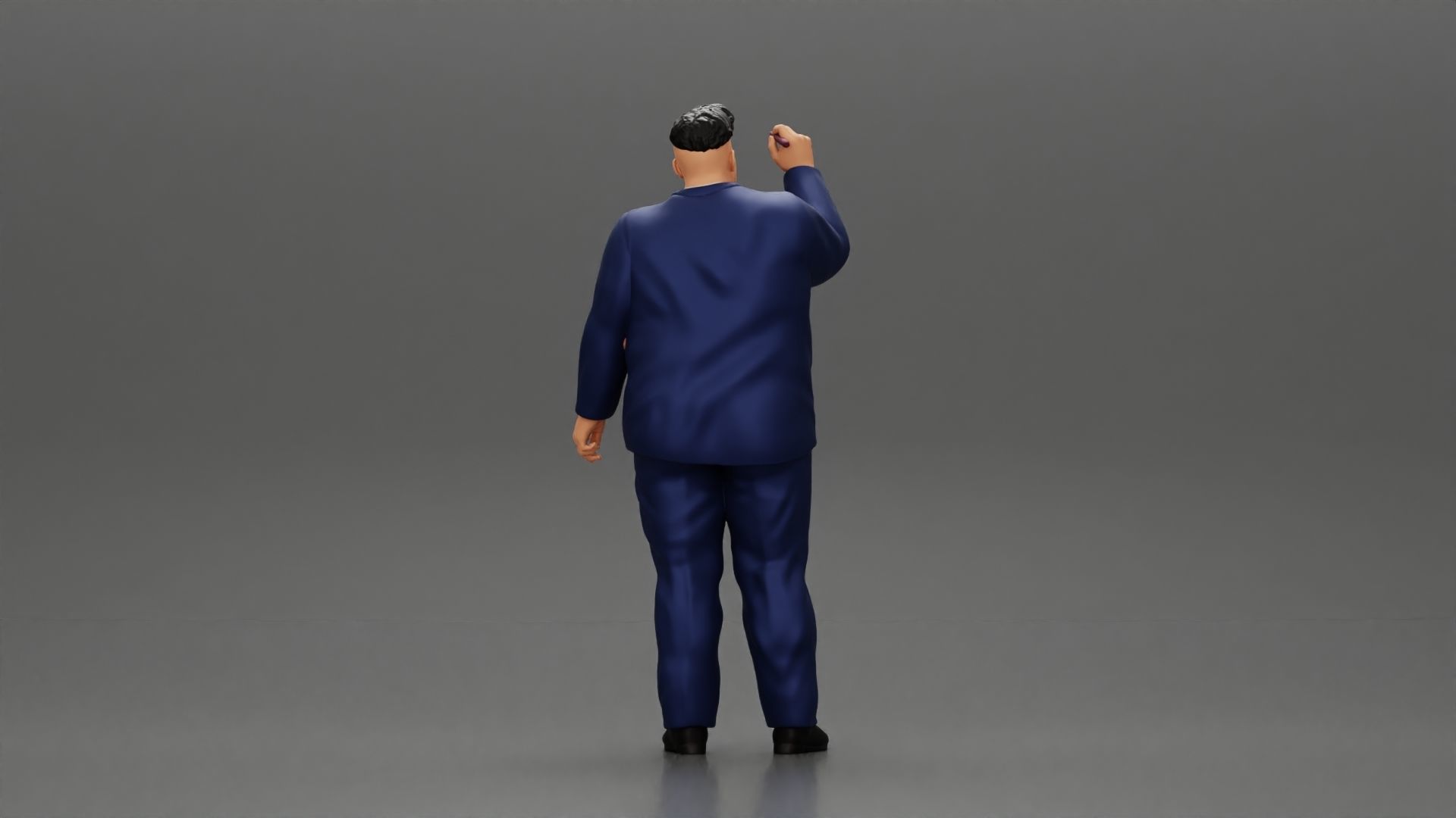 Fat Business Man Writing on White Board 3D print model_3