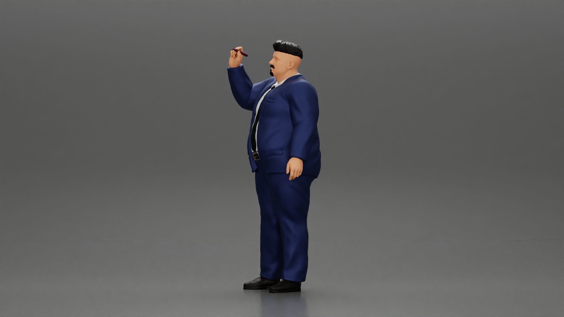 Fat Business Man Writing on White Board 3D print model_5