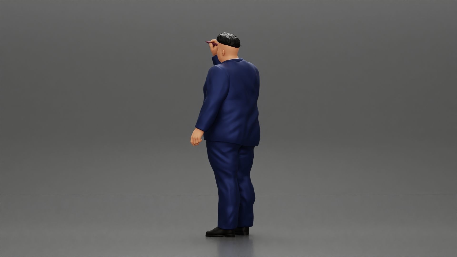 Fat Business Man Writing on White Board 3D print model_4