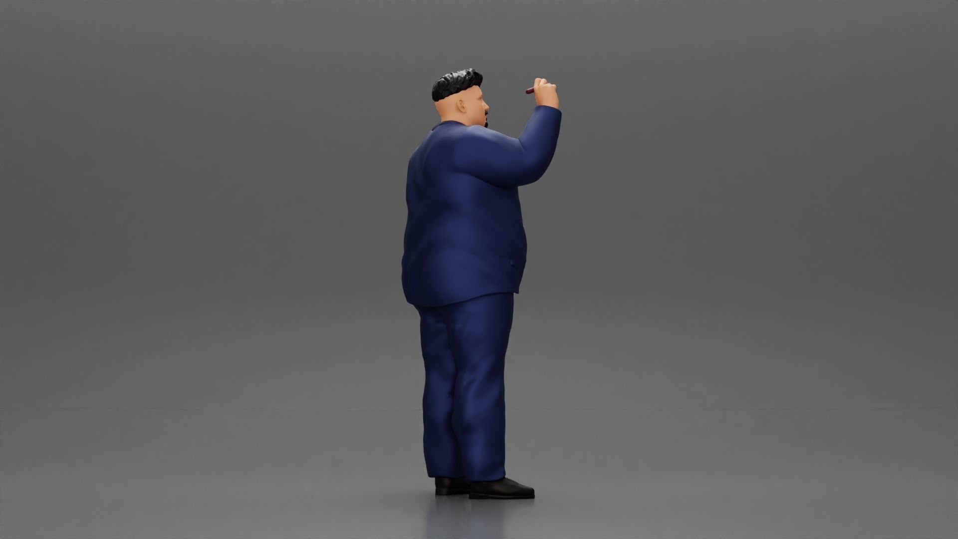 Fat Business Man Writing on White Board 3D print model_2