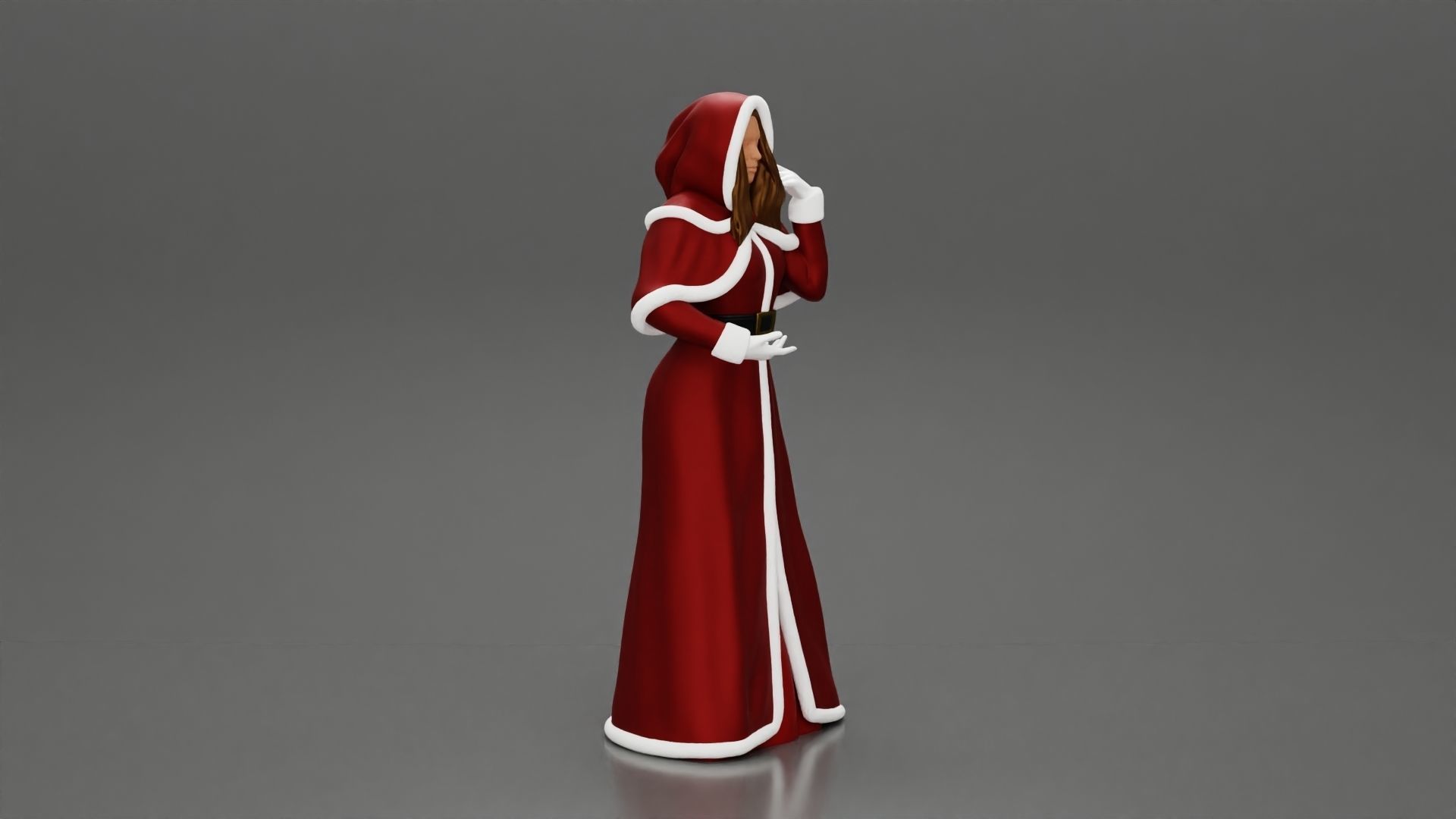Miss Santa Claus Dress in boots 2 versions 3D print model_7