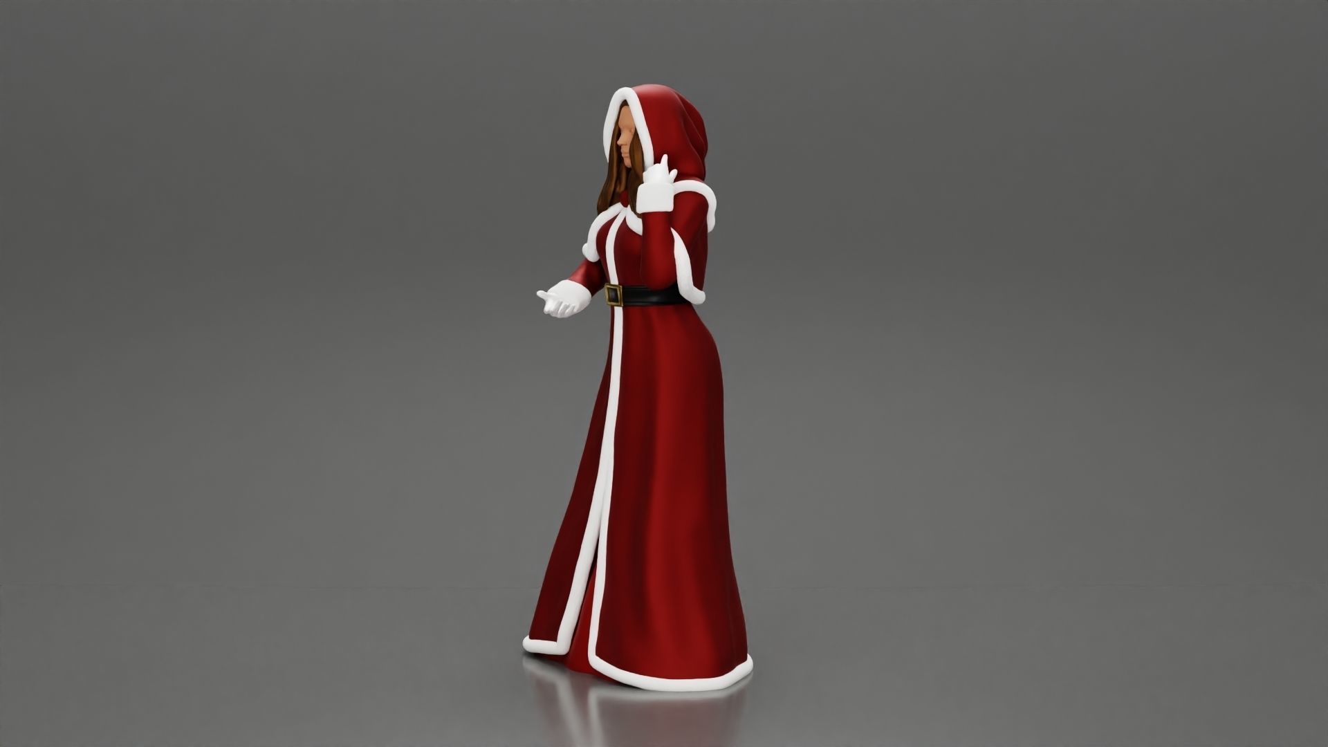 Miss Santa Claus Dress in boots 2 versions 3D print model_11
