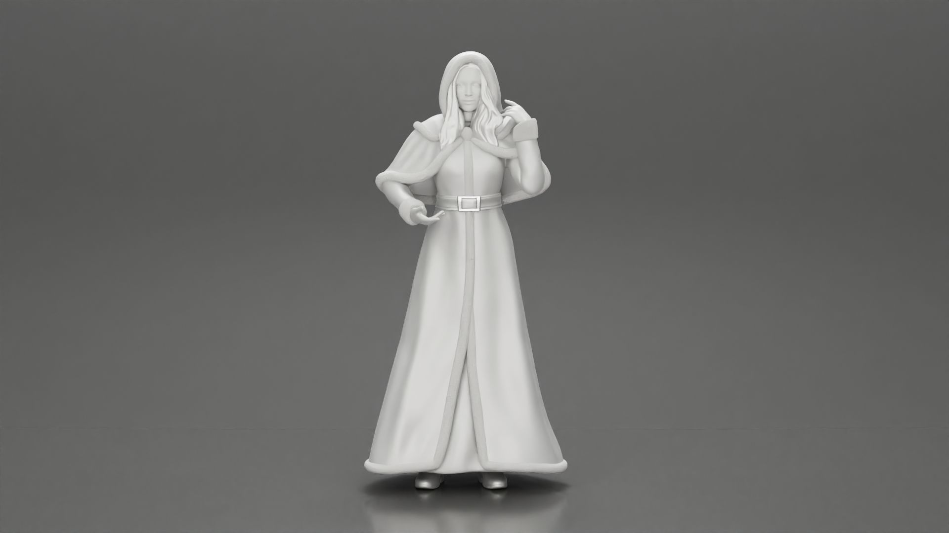 Miss Santa Claus Dress in boots 2 versions 3D print model_12