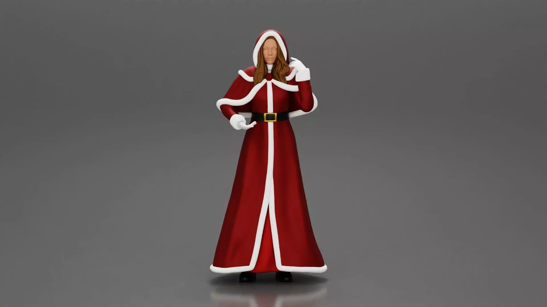Miss Santa Claus Dress in boots 2 versions 3D print model_0