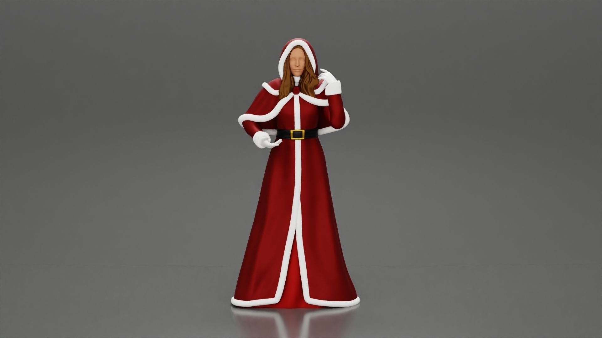 Miss Santa Claus Dress in boots 2 versions 3D print model_1