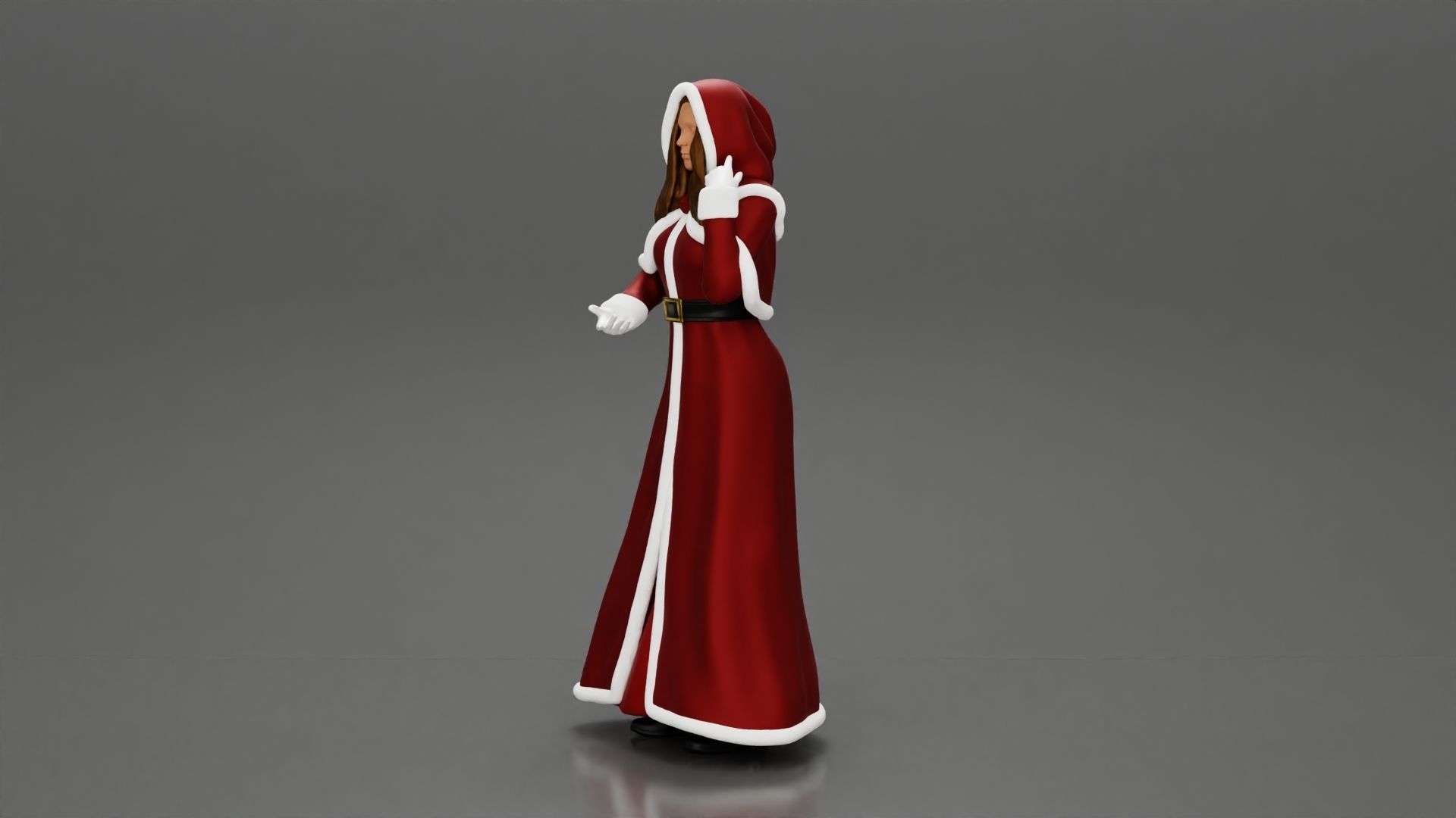 Miss Santa Claus Dress in boots 2 versions 3D print model_6