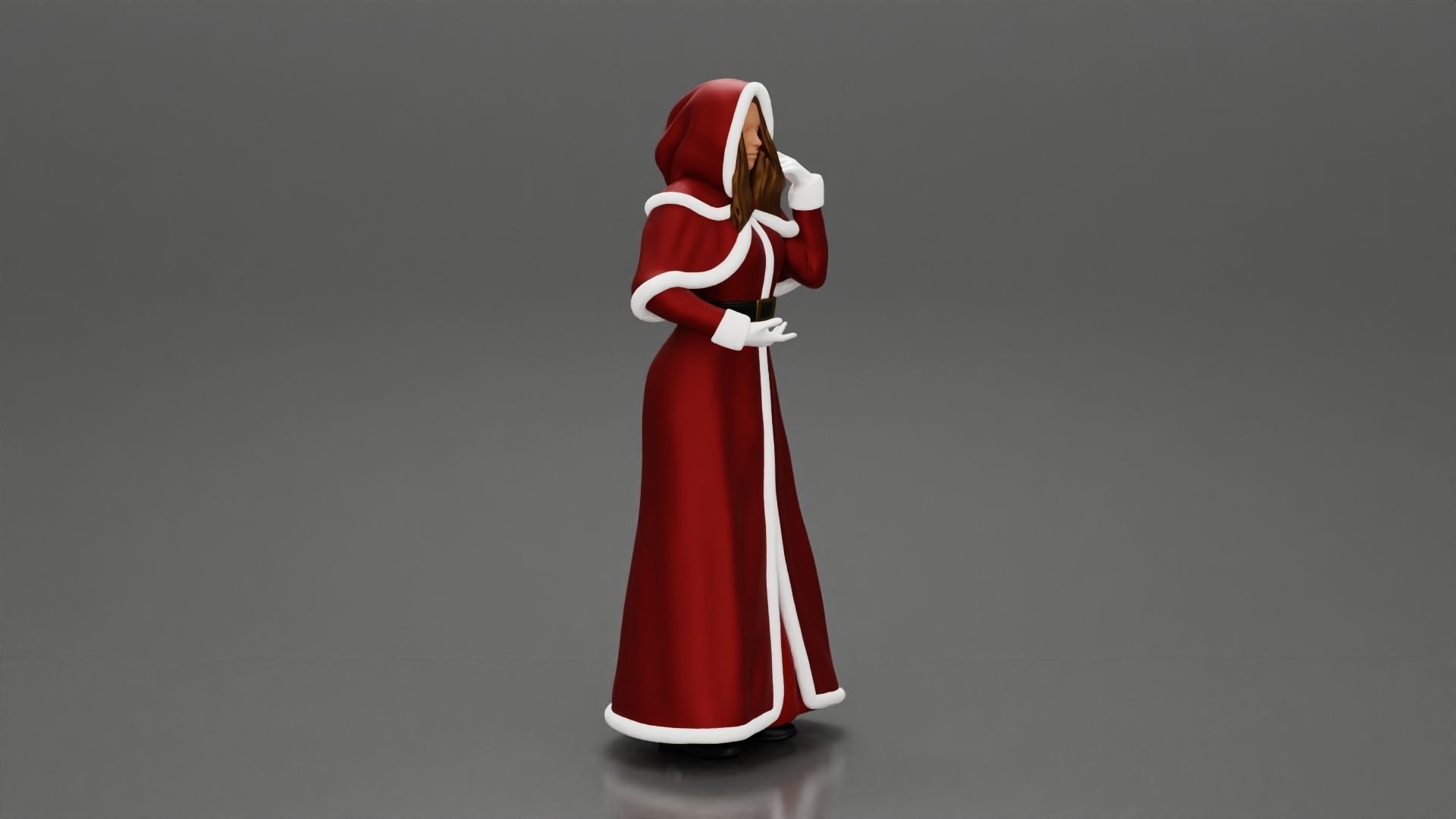 Miss Santa Claus Dress in boots 2 versions 3D print model_2