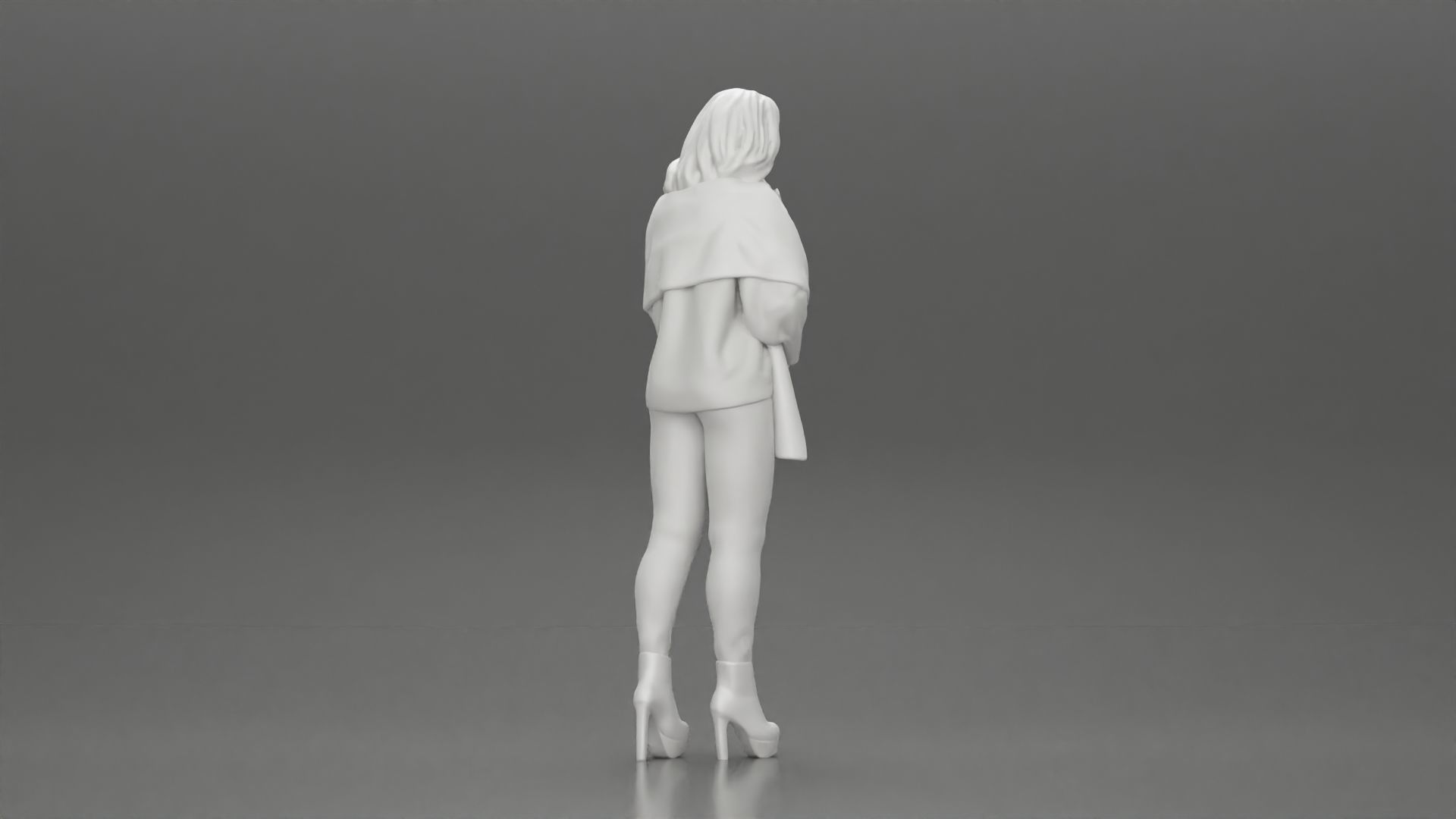 woman in the cold standing wearing a shawl and heels 3D print model_8